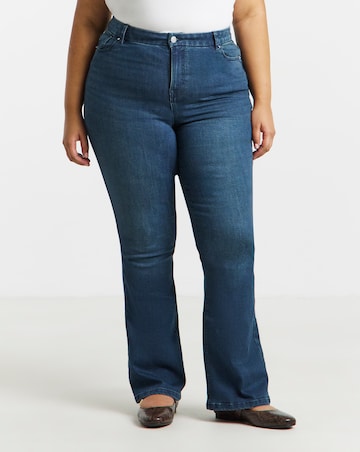 Indigo Stretch Denim Flared Jeans