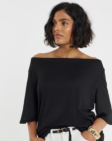 Simply Be Black Off The Shoulder Short Sleeve Top