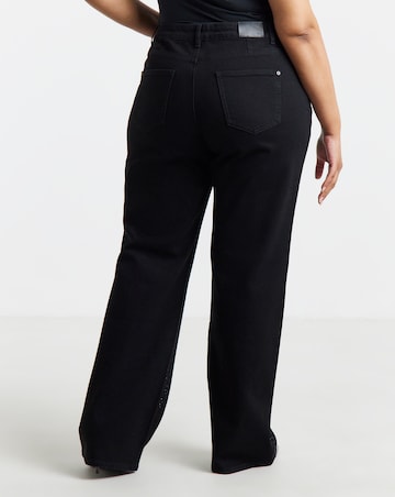 Black All Over Embelished Wide Leg Jeans