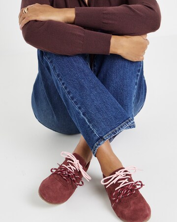 Luna Suede Retro Classic Lace Up Trainers - Wide Fit (E)