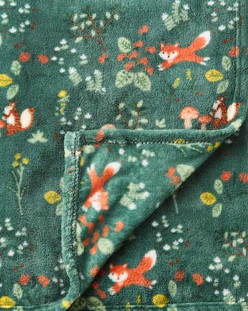 Forest Friends Fleece Throw - Forest Green