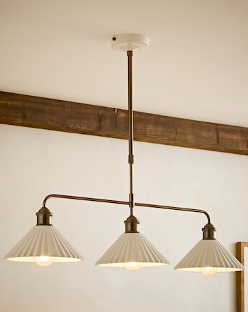 ValueLights Burford Ceramic Ribbed 3 Drop Diner Bar Ceiling Light