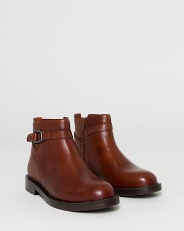 Jazz Leather Flat Buckle Ankle Boots - Extra Wide Fit (EEE)