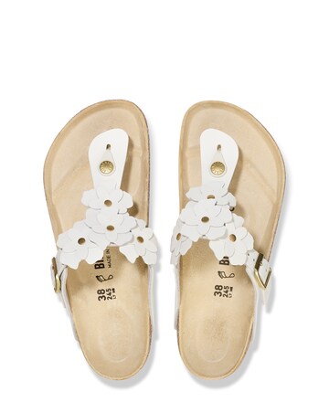 Birkenstock Gizeh White Smooth Leather Flower Sandals - Standard Fit (D)