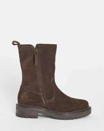 Journey Suede Ankle Boots With Zip Detail - Wide Fit (E)