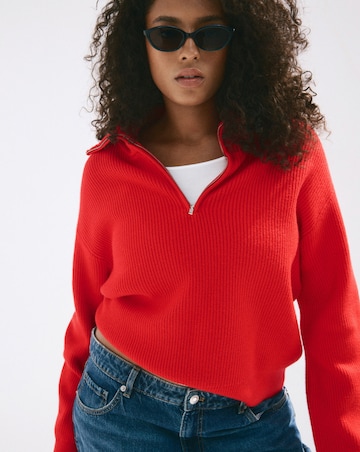Mango Sweater with Contrasting Zip Collar