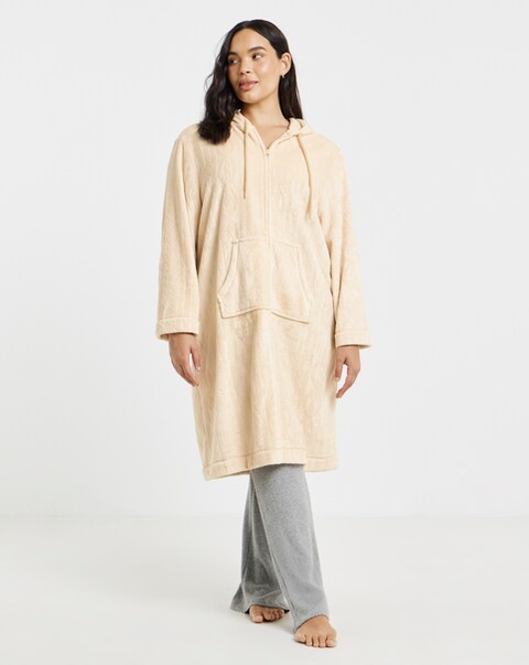Pretty Secrets Zip Through Fleece Dressing Gown Cream