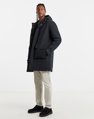 Black Smart Padded Mid Length Parka