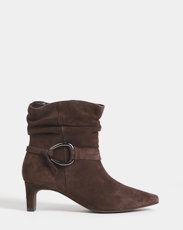 Naomi Suede Pointed Slouch Kitten Heel Ankle Boots - Wide Fit (E)
