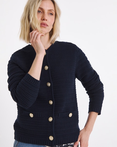 Stitch Detail Long Sleeve Cardigan