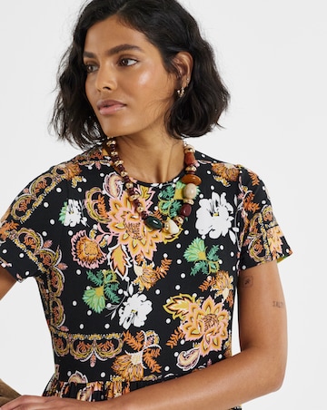 Simply Be Black Scarf Print Jersey Midi Dress With Pockets