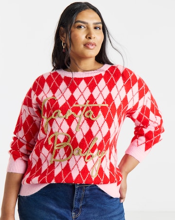 Santa Baby Argyle Christmas Jumper