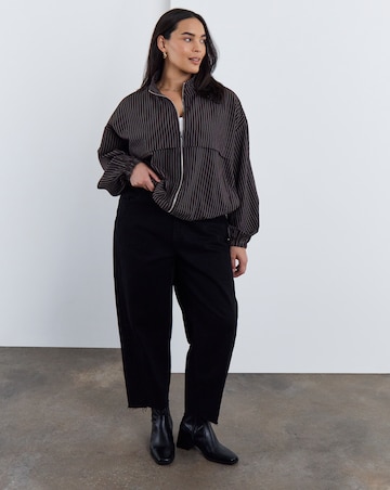 Simply Be Chocolate Stripe Full Zip Funnel Neck Top Co Ord