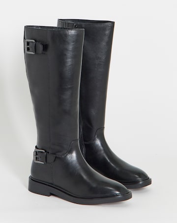 Britt Leather Flat Knee High Boots - Wide Fit (E) & Curvy Calf