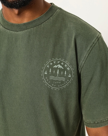 FatFace Mountain Graphic T-Shirt - Khaki Green