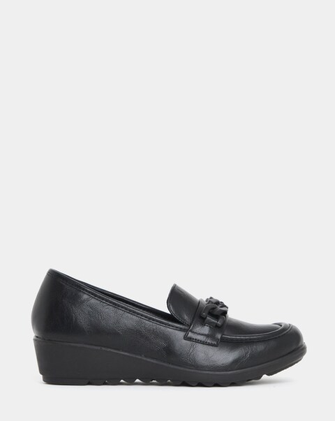 Cushion Walk Wedged Chain Trim Loafers - Extra Wide Fit (EEE)