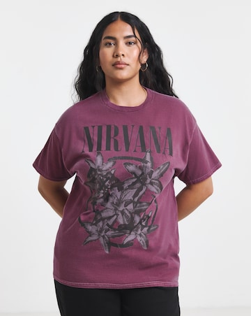 Simply Be Burgundy Nirvana License T-Shirt