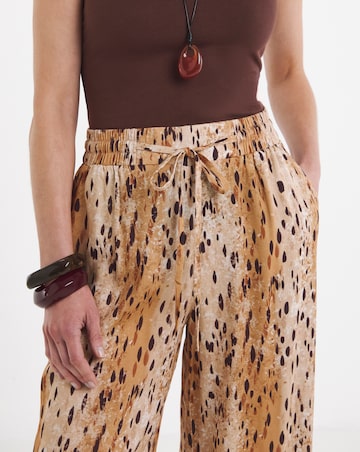 Animal Print Linen Mix Wide Leg Trouser