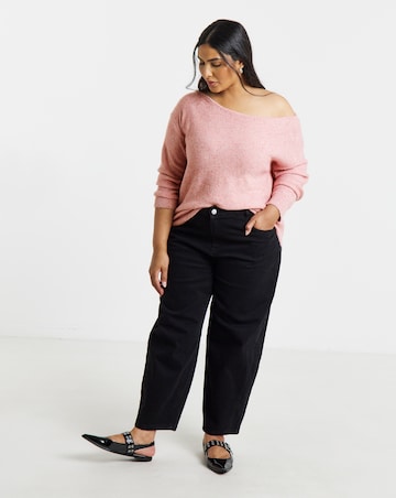 Slouchy Off Shoulder Longline Sequin Jumper