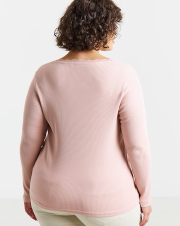 Simply Be Blush Square Neck Button Down Long Sleeve Top