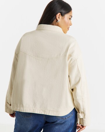 Simply Be Stone Cropped Utility Jacket