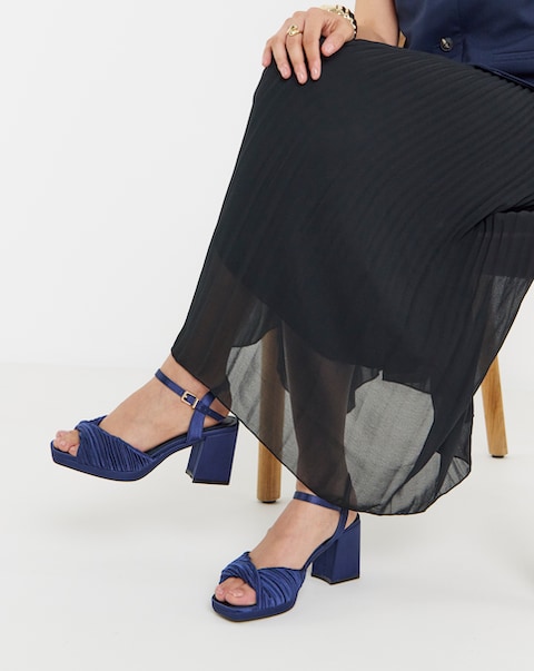 Eve Pleated Two Part Platform Heels - Wide Fit (E)