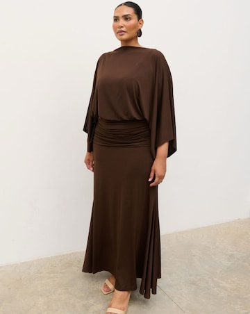 Pretty Lavish Riven Jersey Ruched Waist Maxi Dress