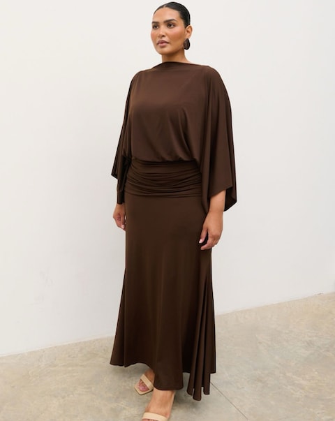 Pretty Lavish Riven Jersey Ruched Waist Maxi Dress
