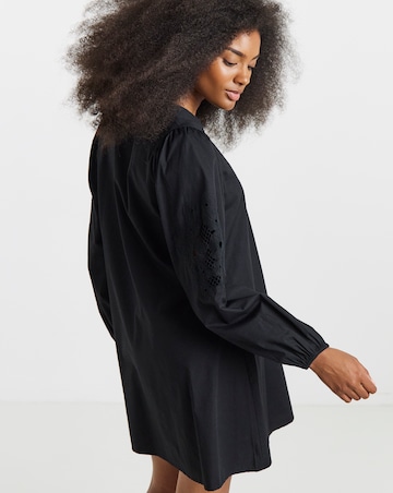 Simply Be Black Embroidered Sleeve Swing Dress