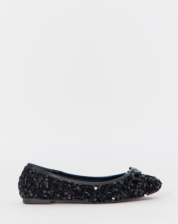 Abundance Classic Bow Sequin Ballerina Shoes - Wide Fit (E)