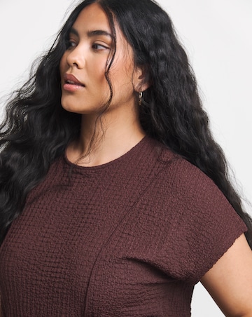 Simply Be Chocolate Seam Detail Grown On Sleeve Textured Top