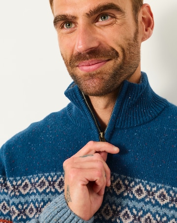 FatFace Fostal Half Neck Jumper - Blue