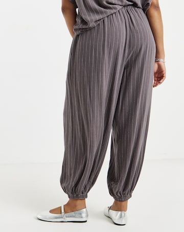 Simply Be Grey Pinstripe Co-Ord Tie Waist Balloon Trouser