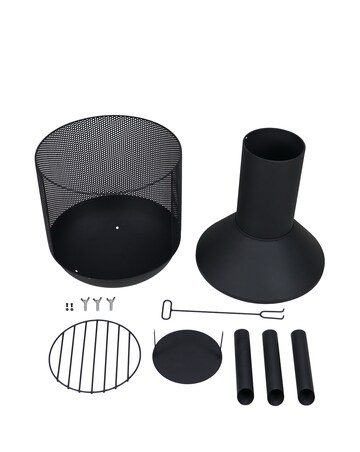 Charles Bentley Round Black Steel Chimenea