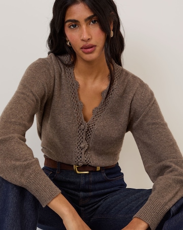 Nobody's Child Crochet Trim V Neck Cardigan