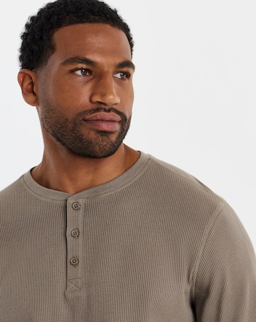 Textured Long Sleeve Grandad T-Shirt