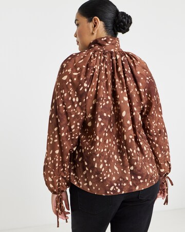 Simply Be Animal Print Pussy Bow Blouse