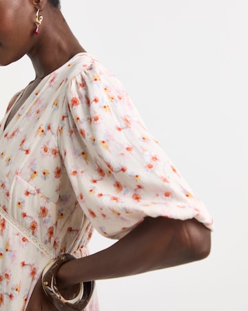 Crinkle Tea Dress With Crochet Trim