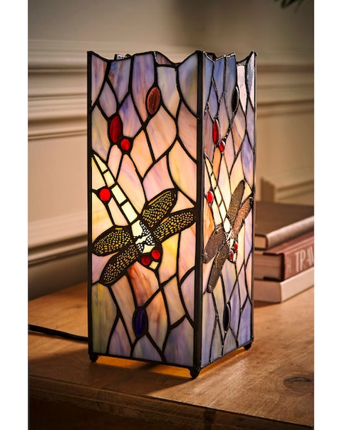 ValueLights Dragonfly Design Tiffany Square Table Lamp