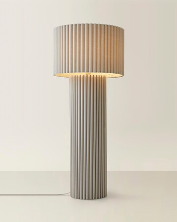 ValueLights Lenny Grey Ribbed Fabric Midi Floor Lamp