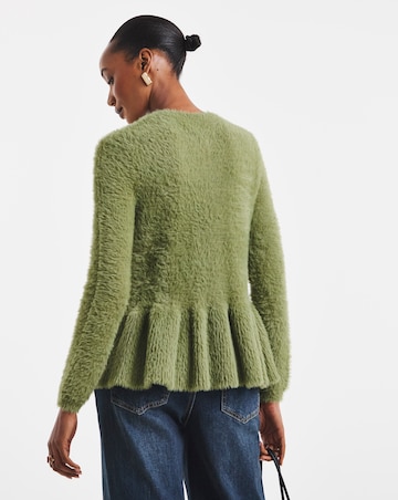 Fluffy Peplum Cardigan