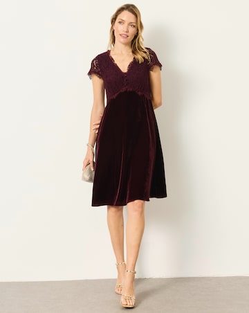 Fatface Thea Lace And Velvet Dress