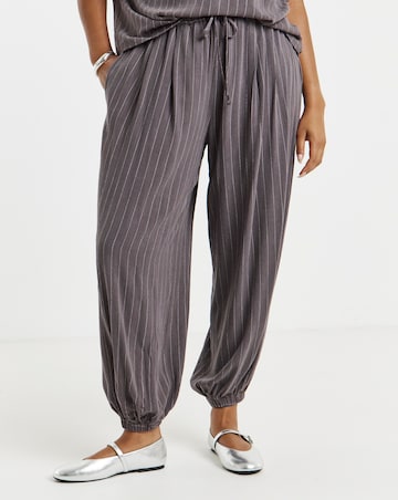 Simply Be Grey Pinstripe Co-Ord Tie Waist Balloon Trouser