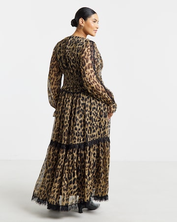 Simply Be Foil Spot Leopard Print Maxi Dress
