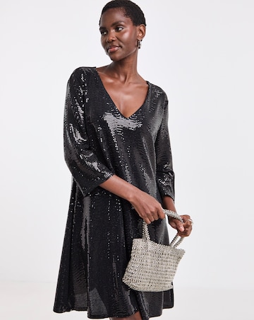 Hotfix V Neck Shift Dress