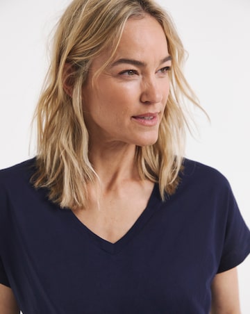 Pure Cotton Navy V-Neck Short Sleeve T-Shirt