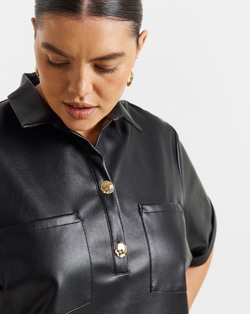 Simply Be Black PU Shirt Dress