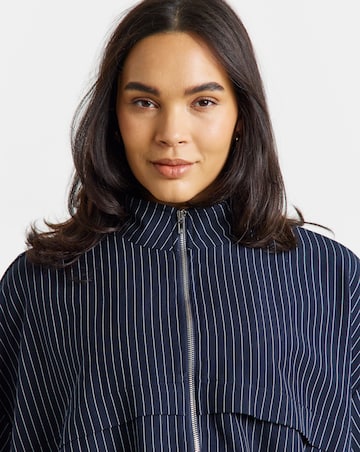 Simply Be Navy Stripe Full Zip Funnel Neck Top Co Ord