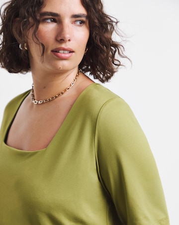 Simply Be Olive Half Sleeve Square Neck Top