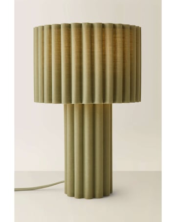 ValueLights Lenny Moss Green Ribbed Fabric Table Lamp